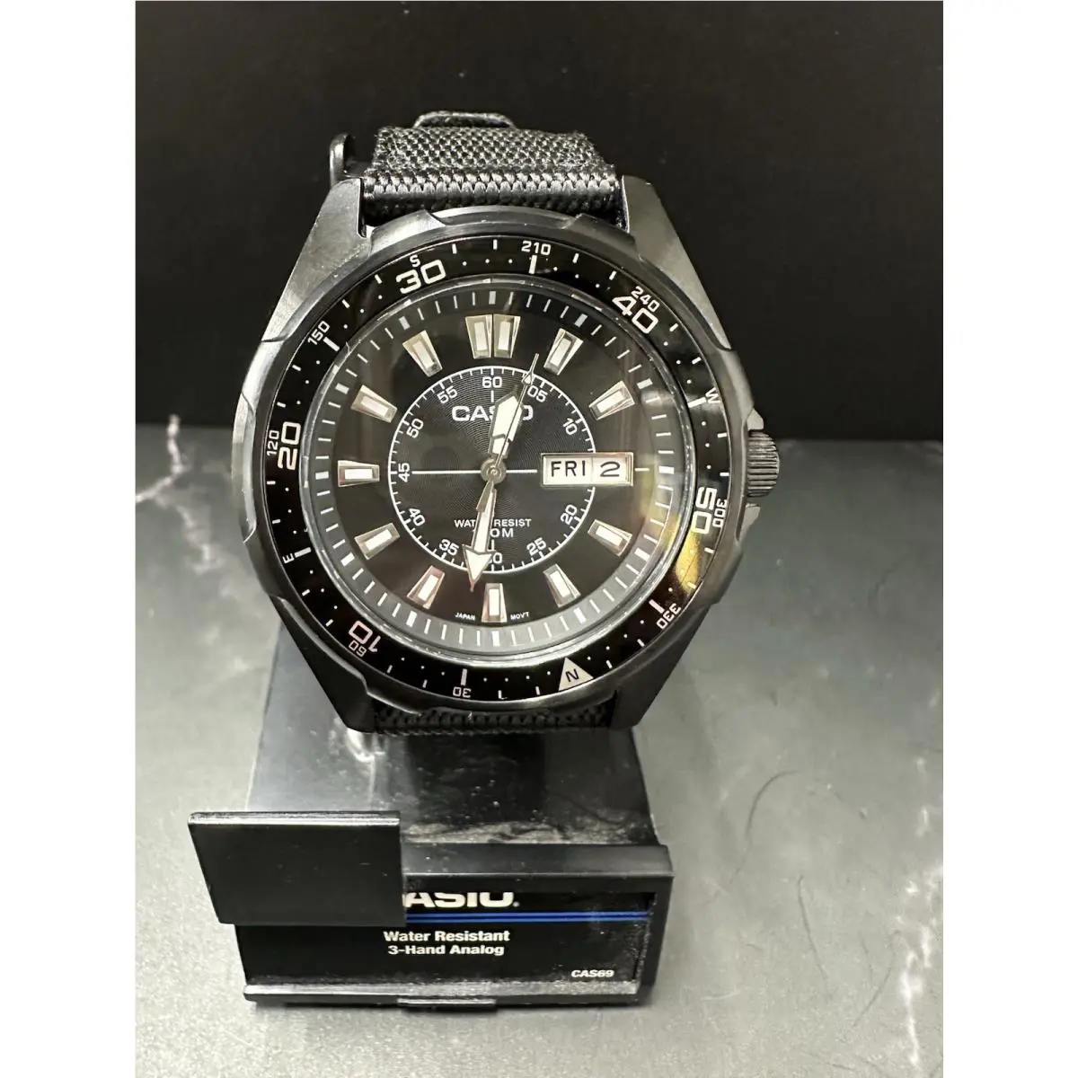 Casio AMW-110-1AVCR Black Nylon Band 100 Meter Water Resistant Men’s Watch