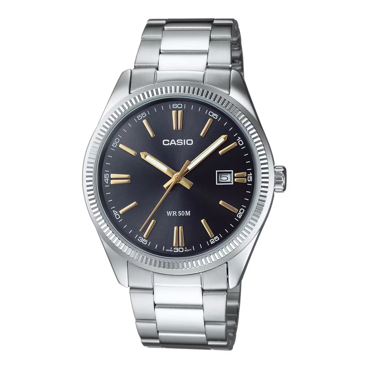 Casio Men’s Black Dial Analog Watch with Stainless Steel Bracelet
