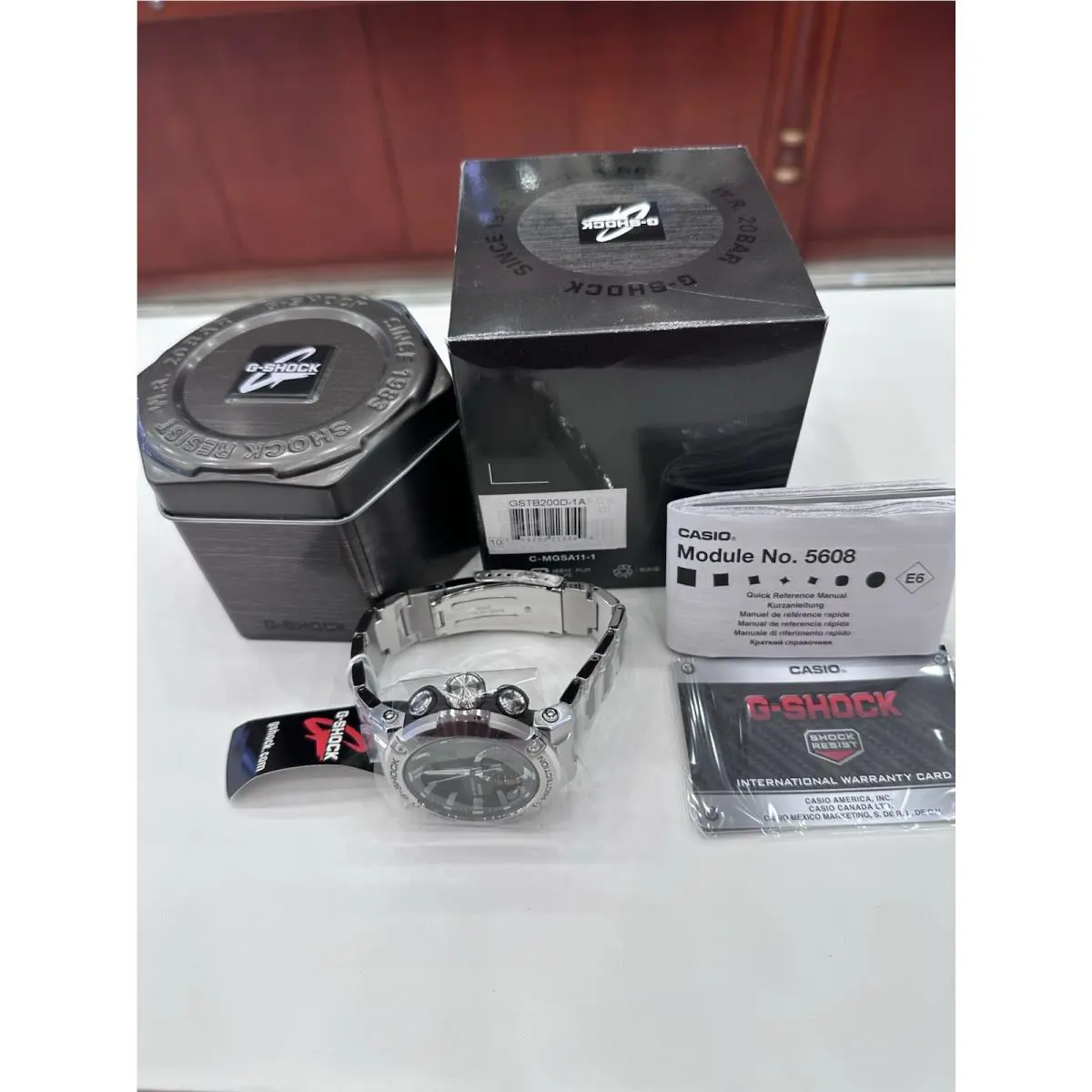 G Shock Casio Watch GSTB200D-1A Rare Box and Papers