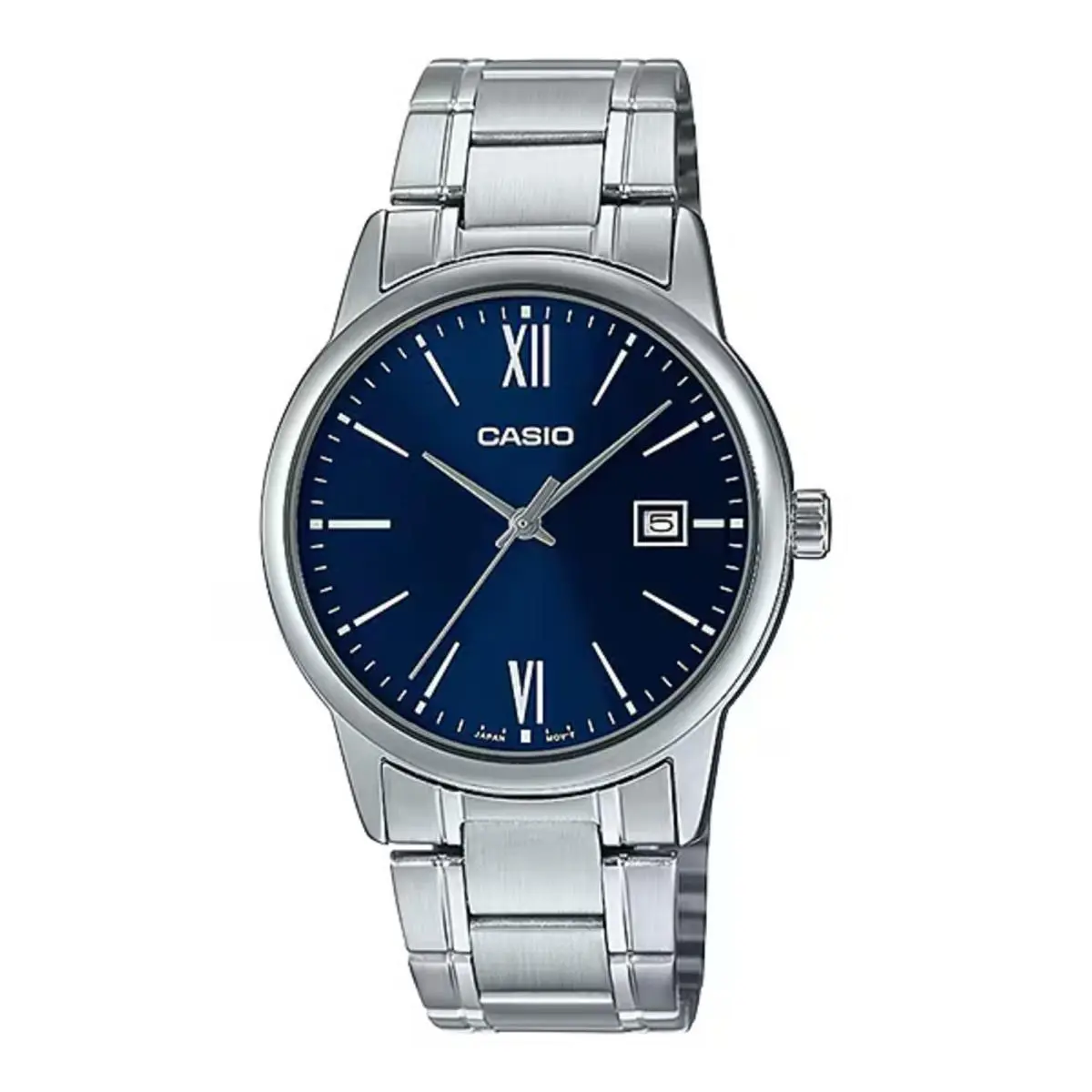 Men’s Silver Stainless Steel Watch with Blue Dial - MTP-V002D-2B3 by Casio