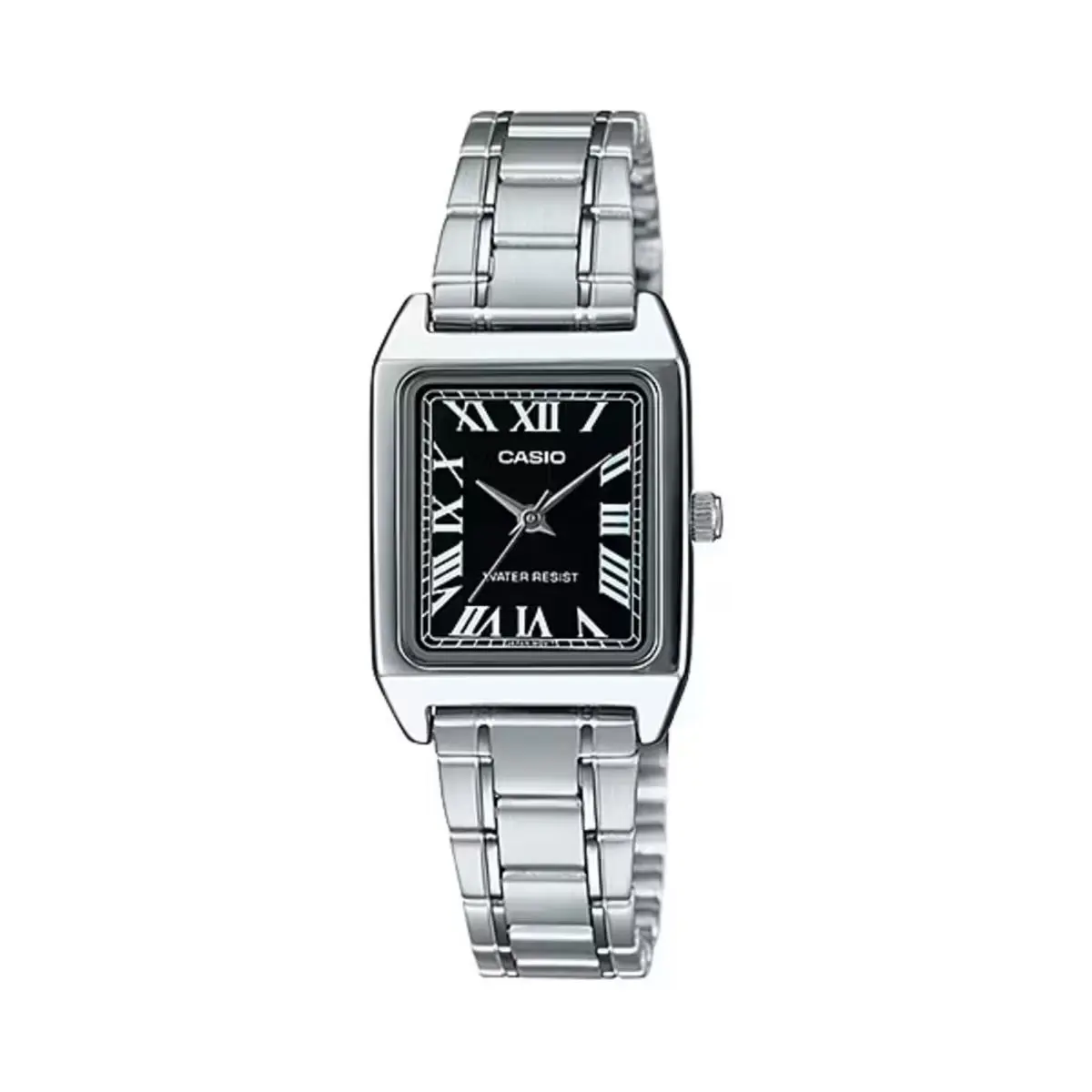 Casio Women’s Silver Watch with Black Roman Dial - LTP-V007D-1BUDF