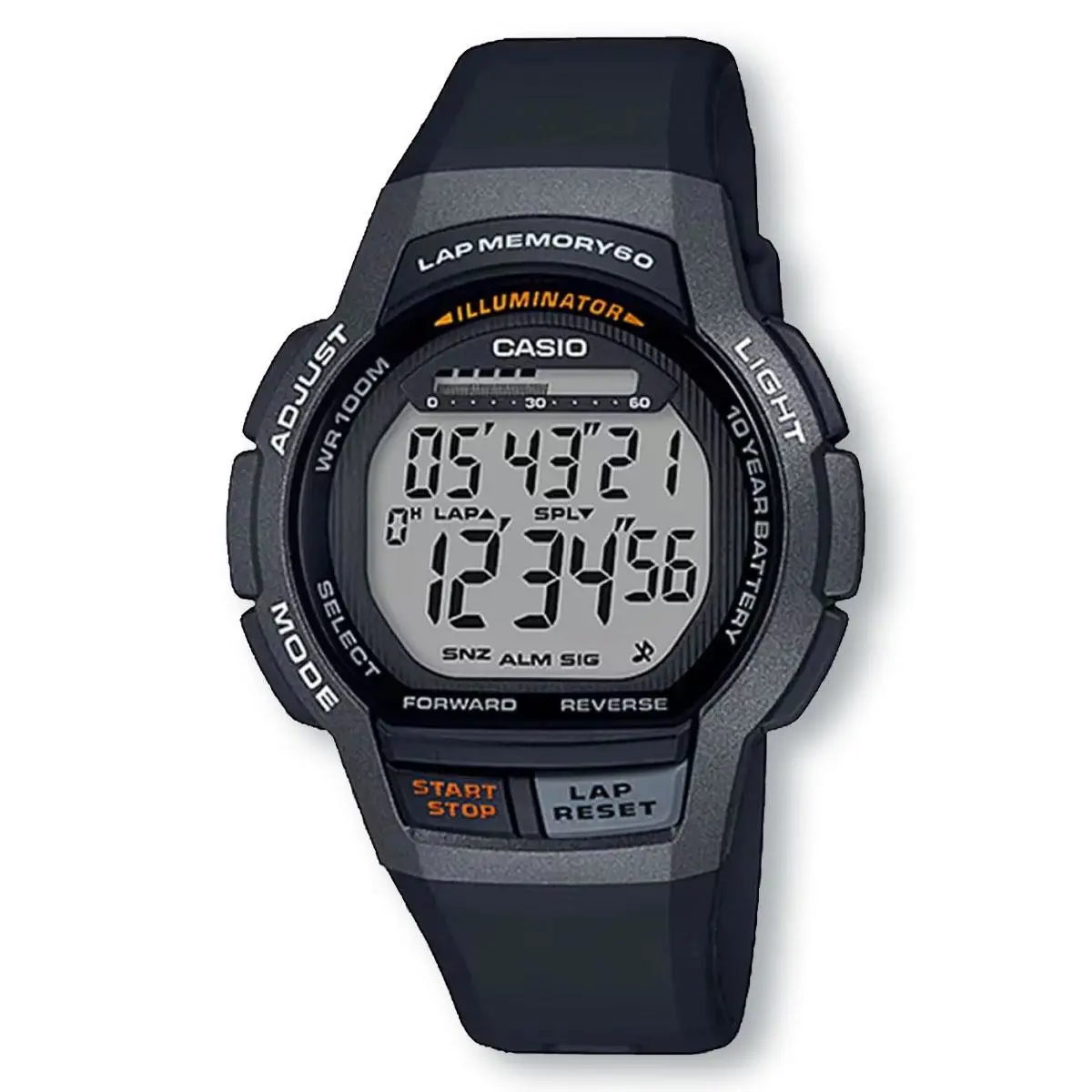 Casio WS1000H-1AV Lap Memory 60 Digital Watch Black/gray