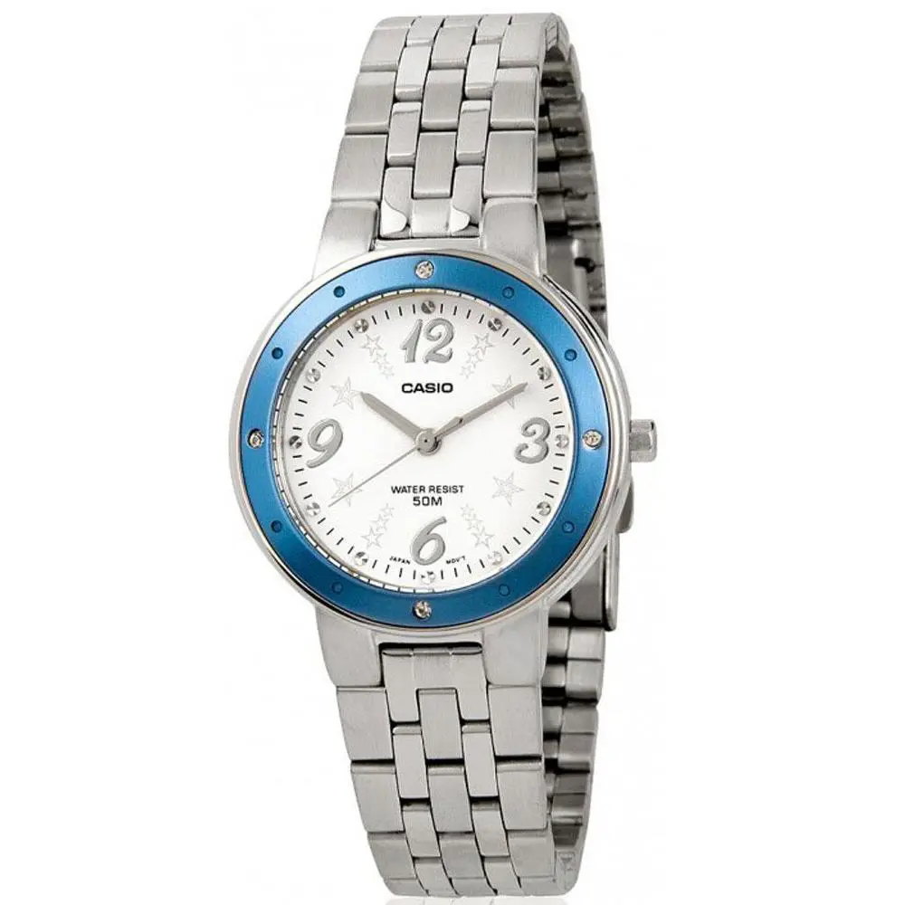 Casio Women`s Core LTP1318D-2A Blue Dial Silver Stainless Steel Quartz Watch