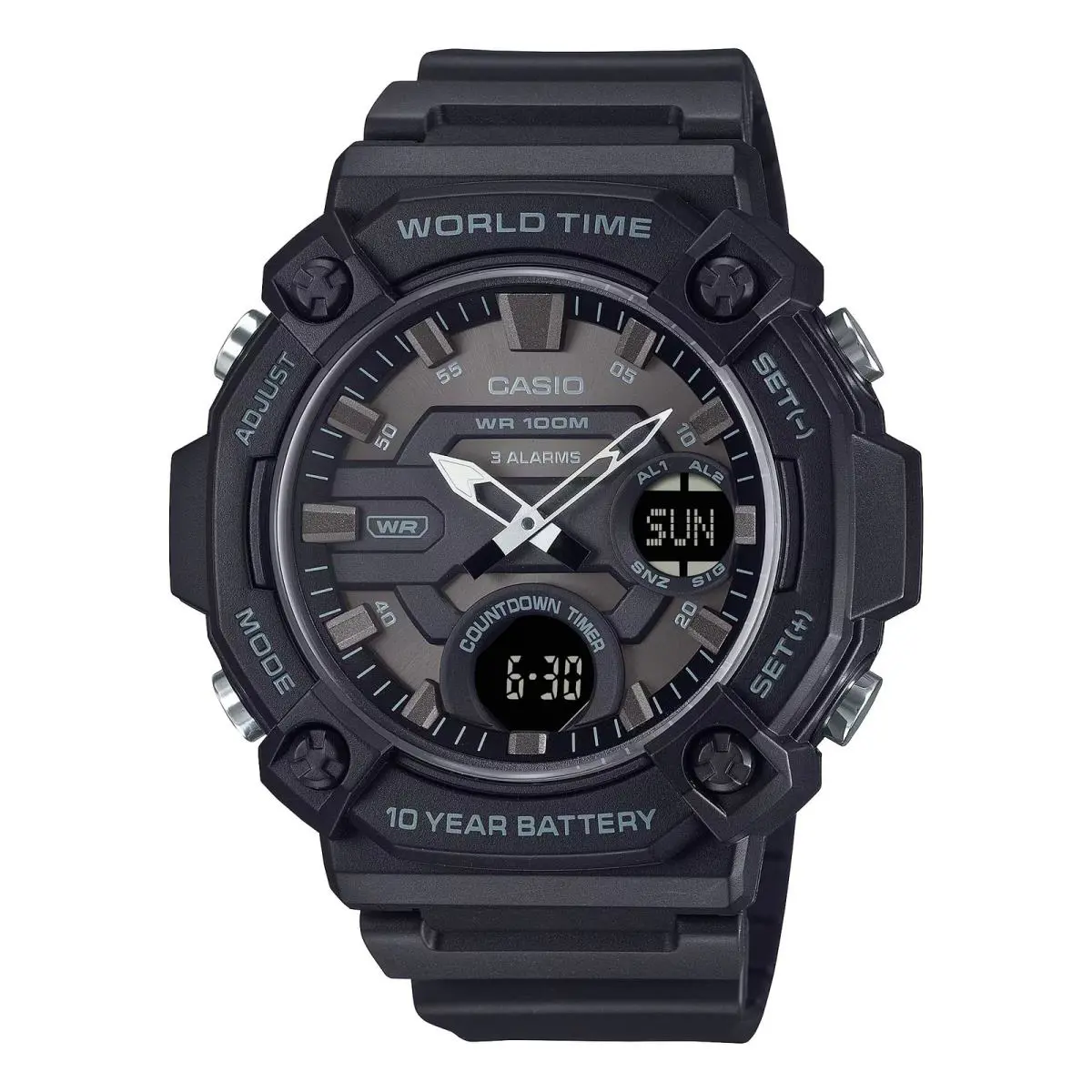 Casio Men’s Black Dial Strap Analog-digital World Time Watch