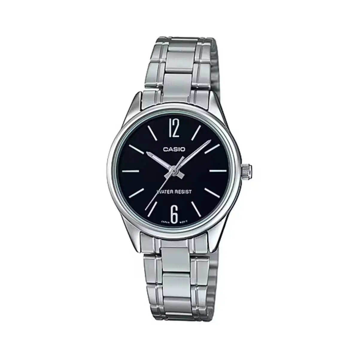 Casio Women’s Silver Stainless Steel Watch with Black Dial - LTP-V005D-1BUDF