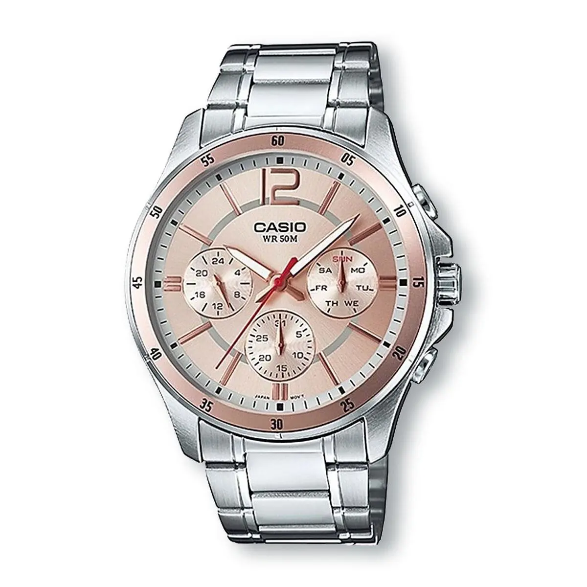 Casio MTP1374D-9A Classic Stainless Steel Analog Watch Pale Rose Gold Dial