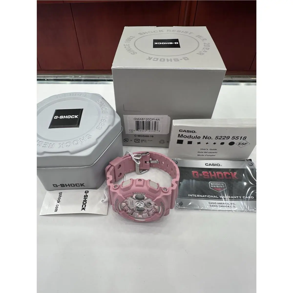G Shock Casio Watch GMAS120DP-4A Box and Papers Rare
