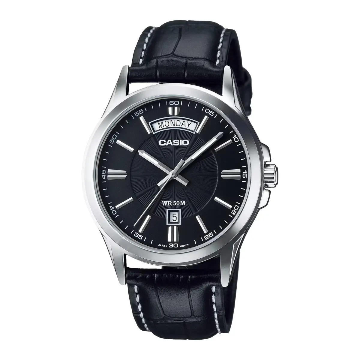 Casio Men’s Black Dial Analog Watch with Black Leather Strap - MTP-1381L-1AVDF
