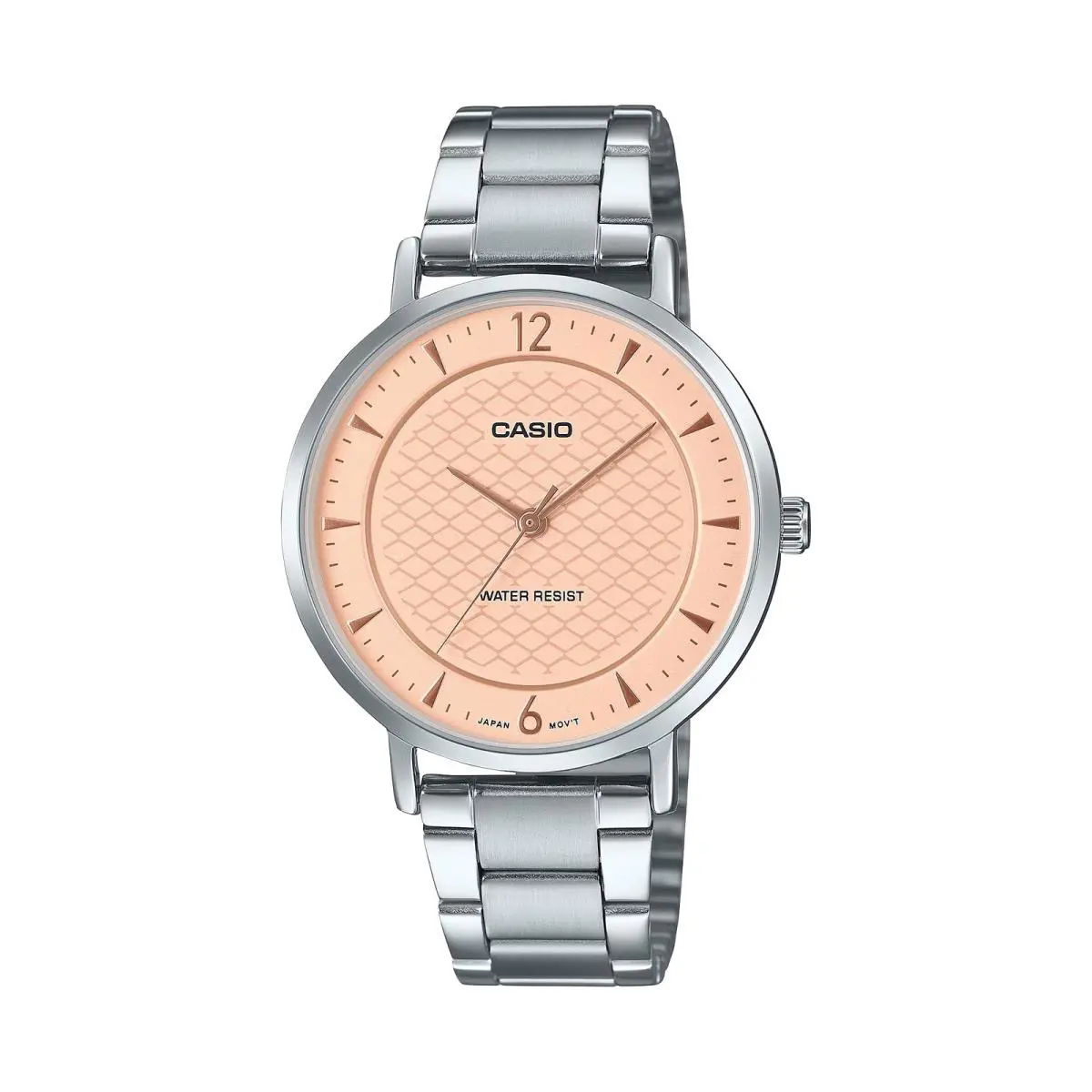 Casio Women’s Silver Watch with Pink Textured Dial - LTP-VT04D-4ADF