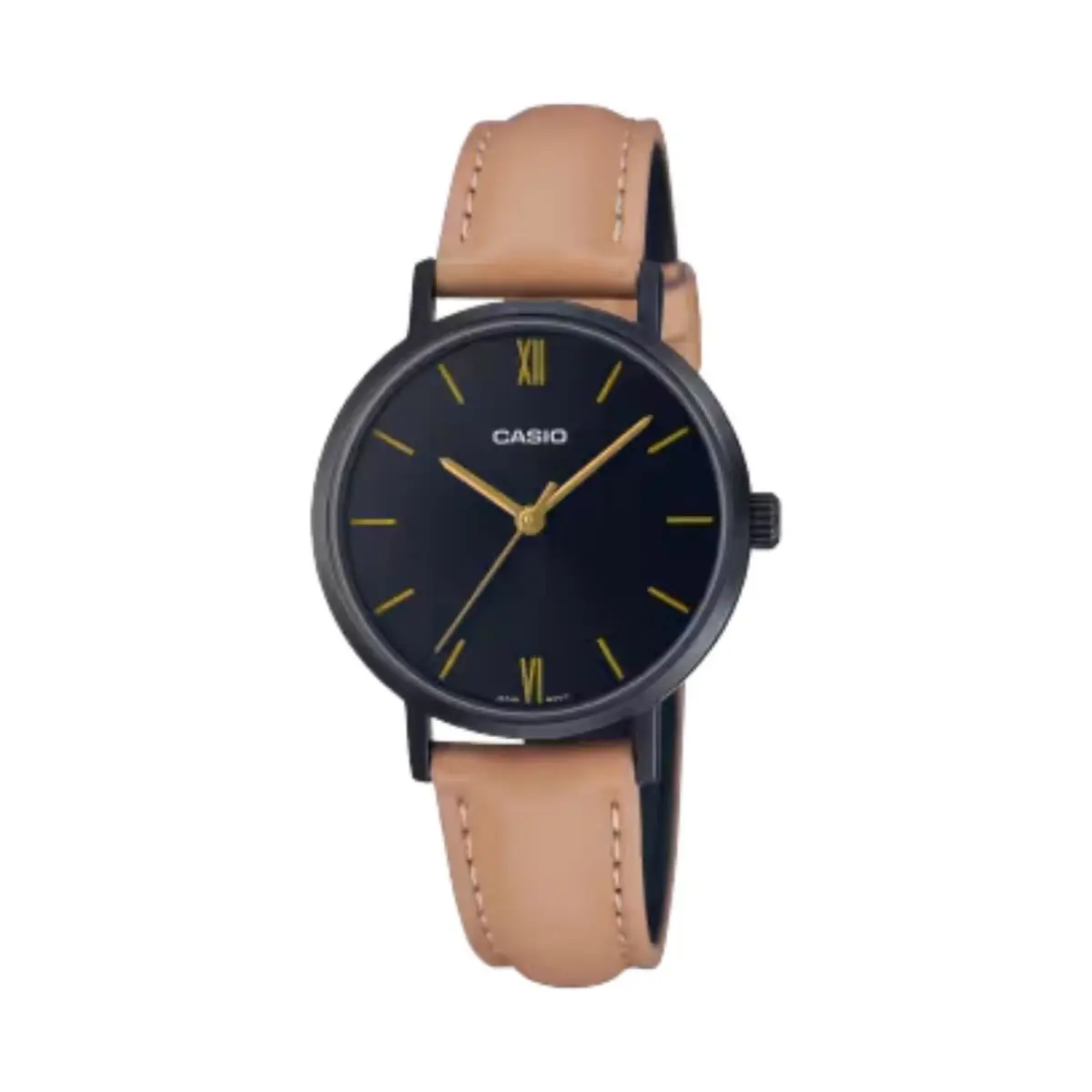 Casio Women’s Leather Strap Analog Watch Black Dial - LTP-VT02BL-1AUDF