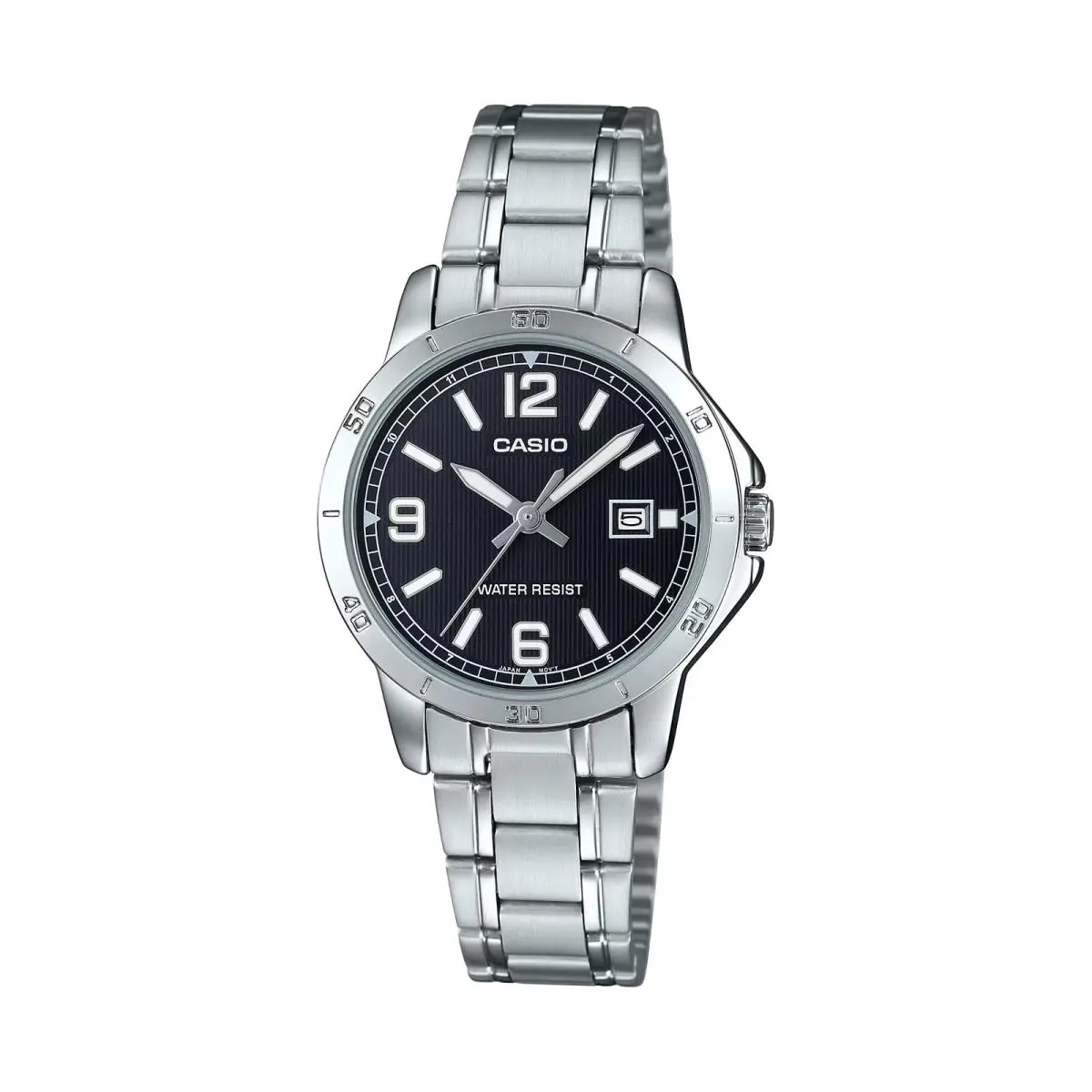 Casio Women’s Silver Stainless Steel Watch with Black Dial - LTP-V004D-1B2UDF