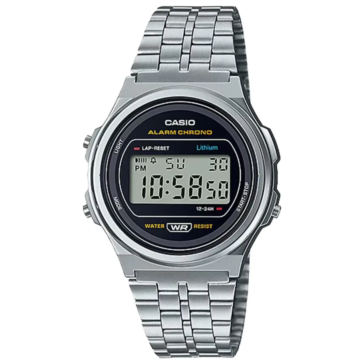Casio Men`s Vintage Digital Stainless Steel Watch - A-171WE-1ACF - Silver