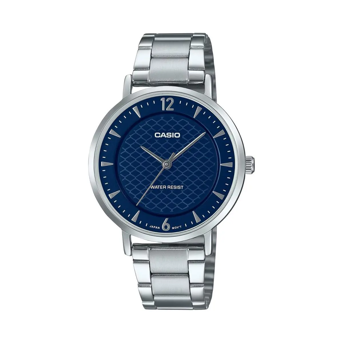 Casio Women’s Silver Watch with Blue Textured Dial - LTP-VT04D-2ADF