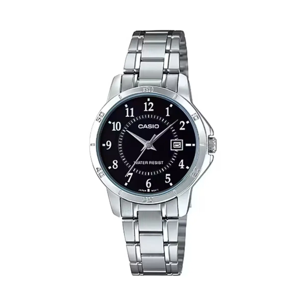 Casio Women’s Silver Bracelet Watch with Black Dial - LTP-V004D-1B