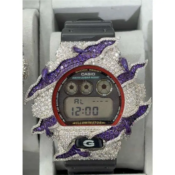 Custom Moissanite Bezel G-shock DW-6900 Watch by Casio