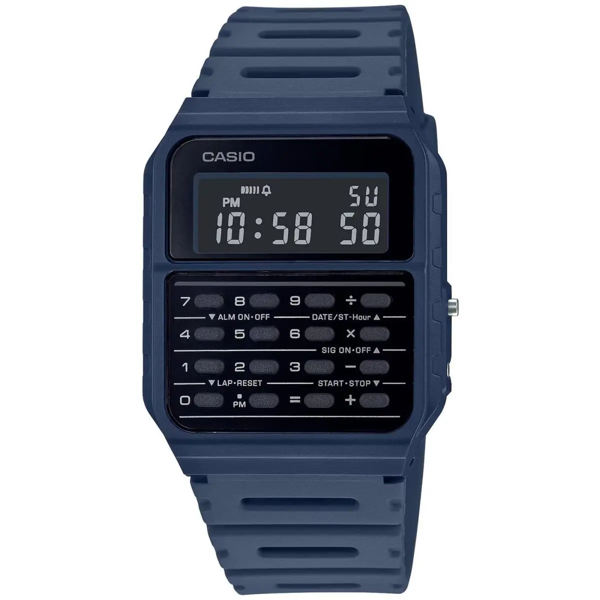 Casio Unisex Watch Quartz Dual Time Calculator Blue Resin Strap CA-53WF-2BCF