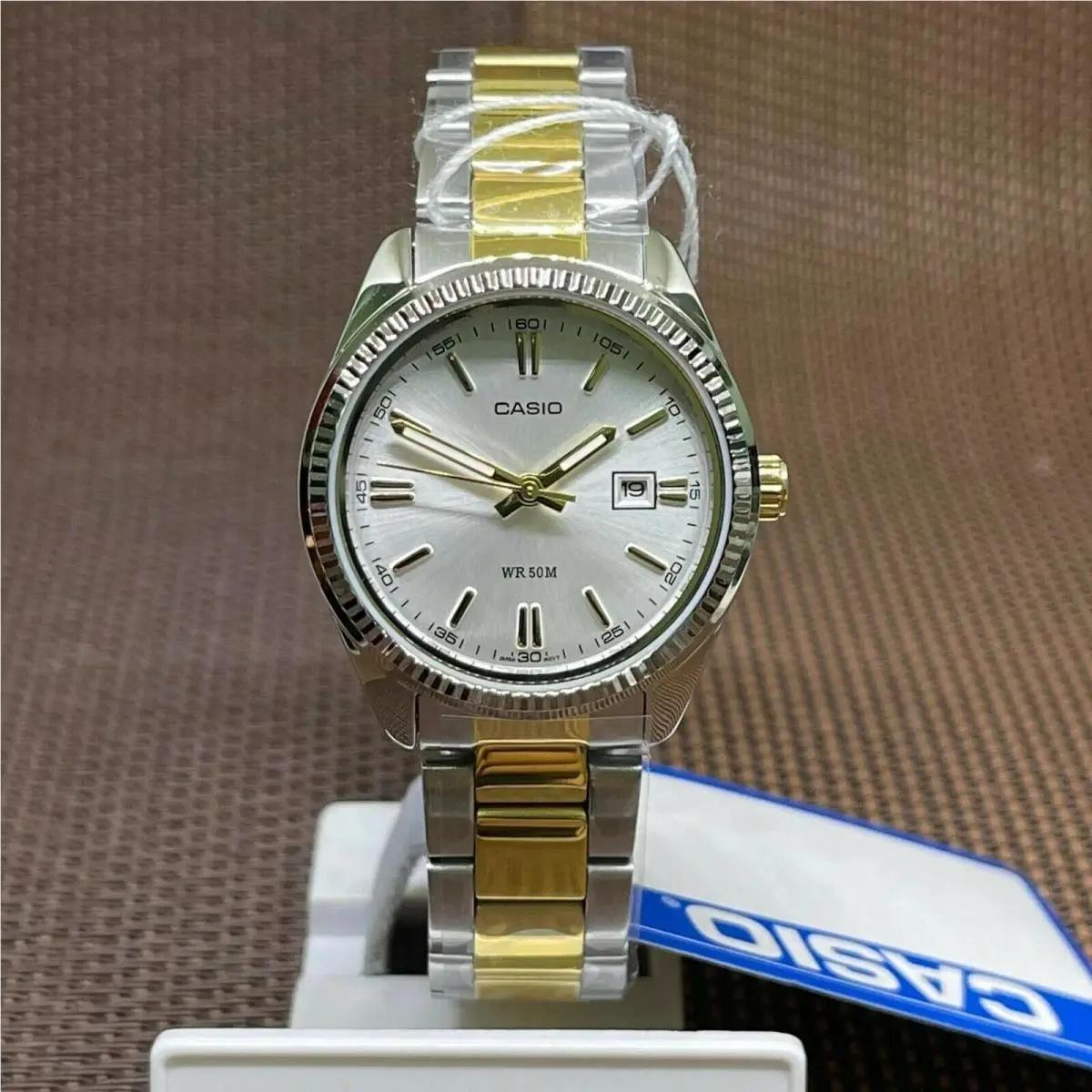 LTP-1302SG-7A Women`s Two-tone Gold Silver Analog Watch White Dial 50M by Casio