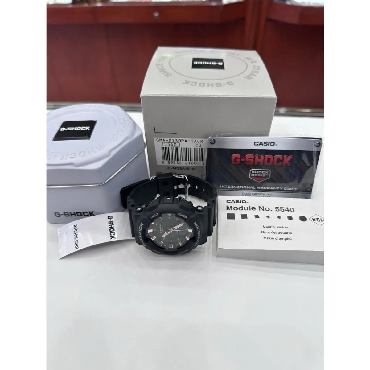 G Shock Casio Watch GMA-S130PA-1ACR Black Box Papers