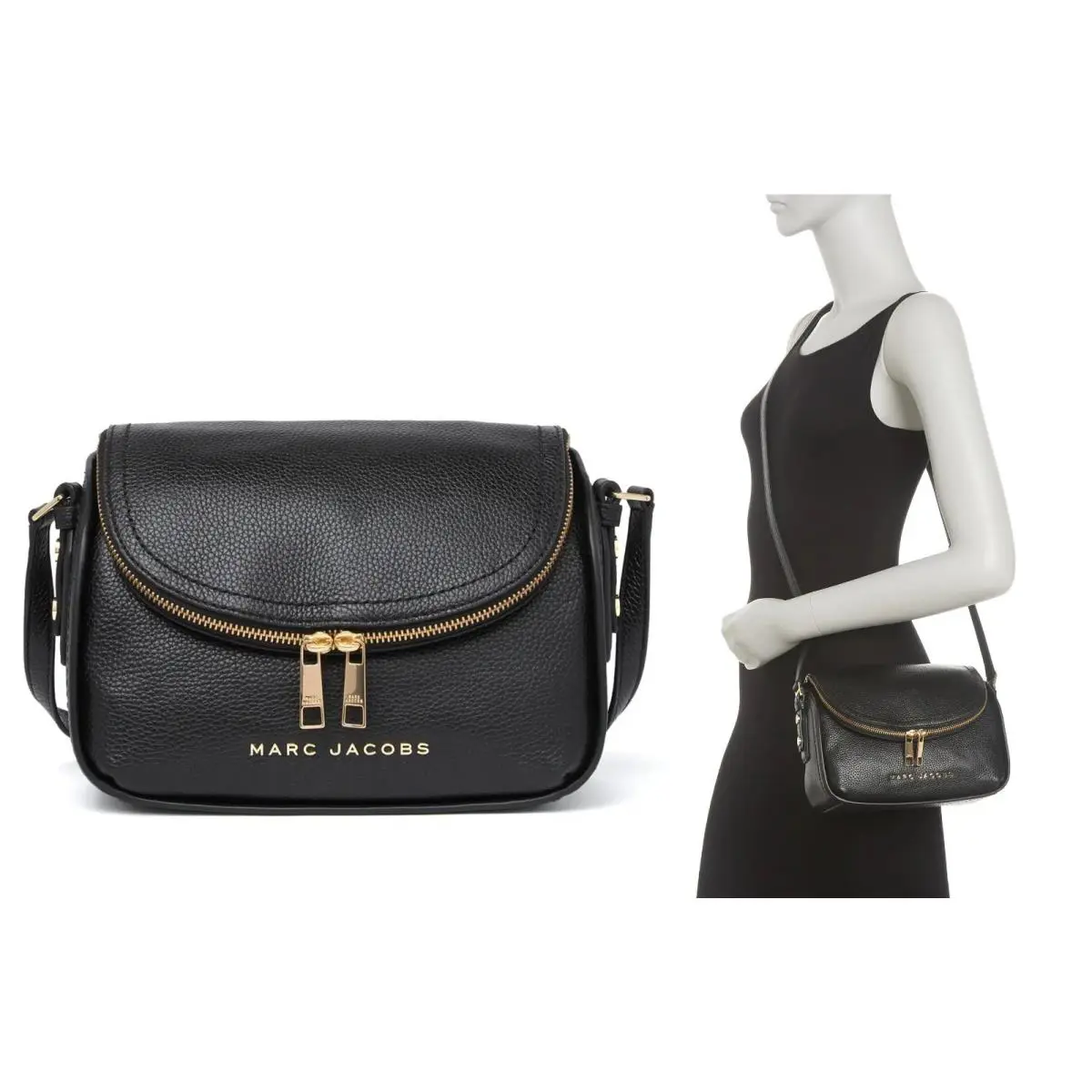 Marc Jacobs The Groove Leather Mini Messenger Crossbody Shoulder Bag Black