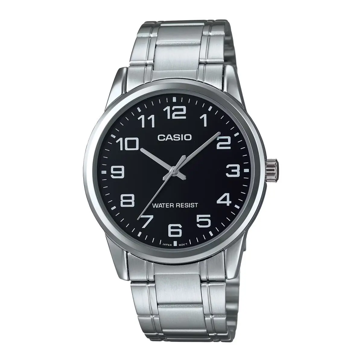 Casio Men’s Silver Analog Watch with Black Dial - MTP-V001D-1B
