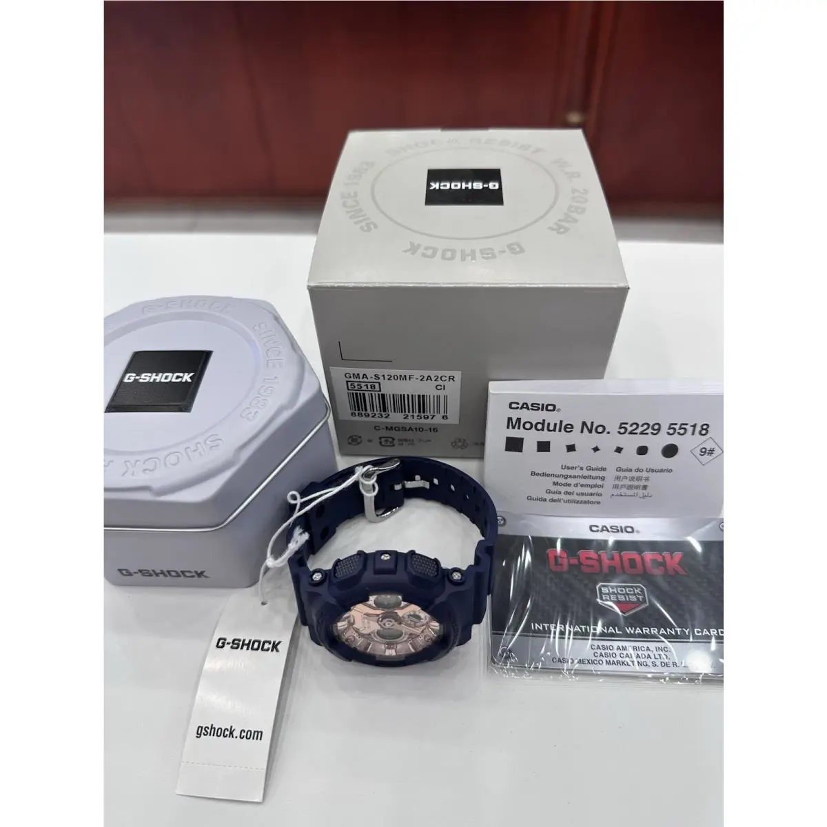 G Shock Casio Watch GMA-S120MF-2A2CR Rare Color and Papers