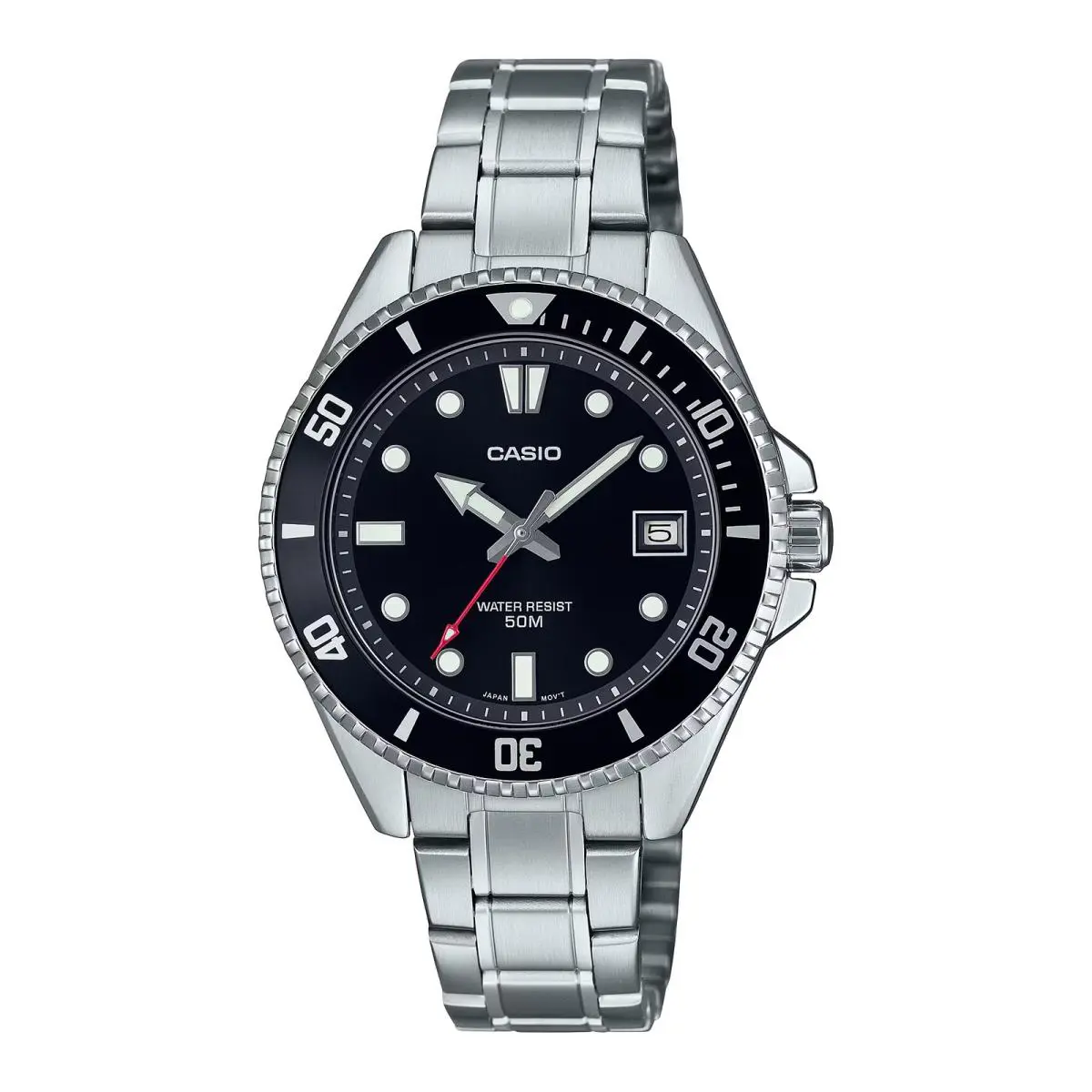 Casio Men`s Stainless Steel Watch with Black Dial - MDV-10D-1A1VDF