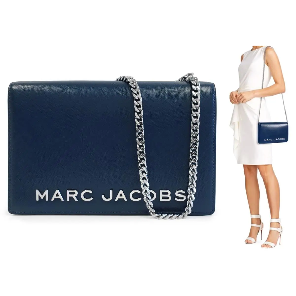 Marc Jacobs Women`s Party Wallet on a Chain Crossbody Shoulder Bag Clutch Blue