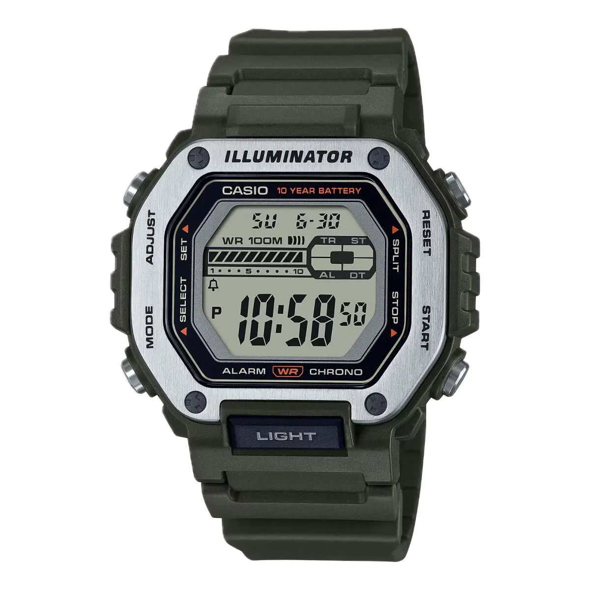 Casio Men`s Heavy-duty Digital Sport Watch with Green Band - MWD-110H-3AV