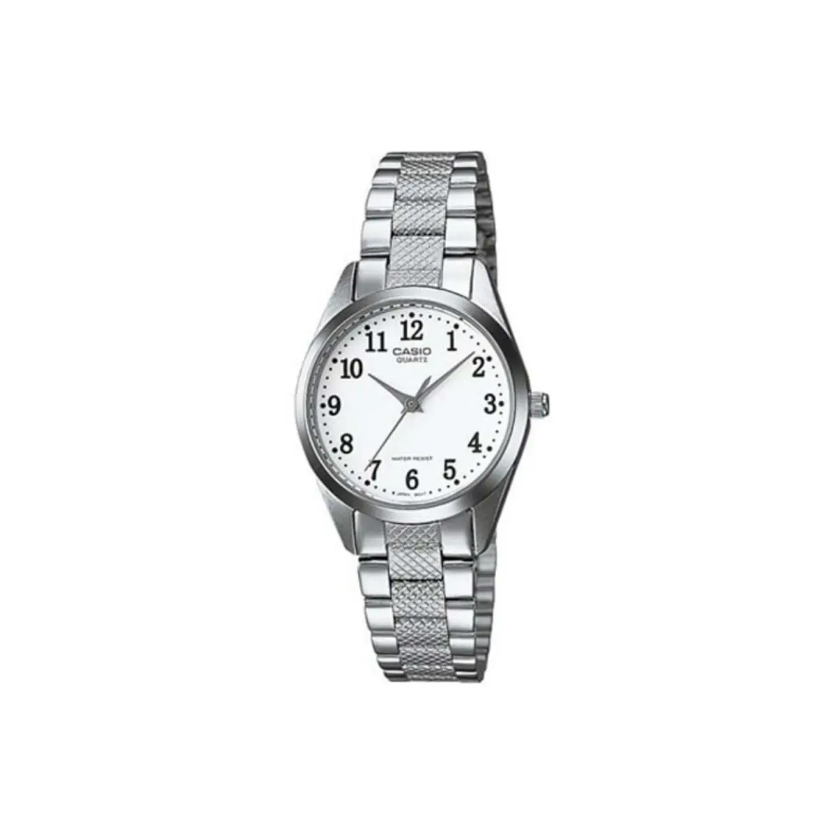 Casio Women’s Silver Stainless Steel Analog Watch with White Dial