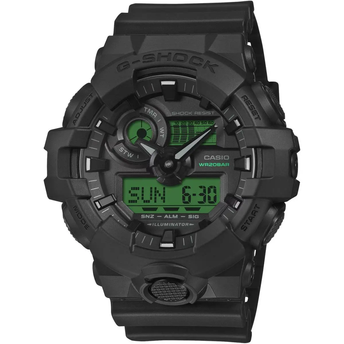 Men`s Watch G-shock Black and Green Analog-digital Dial Strap GA-700BEG-1A by Casio