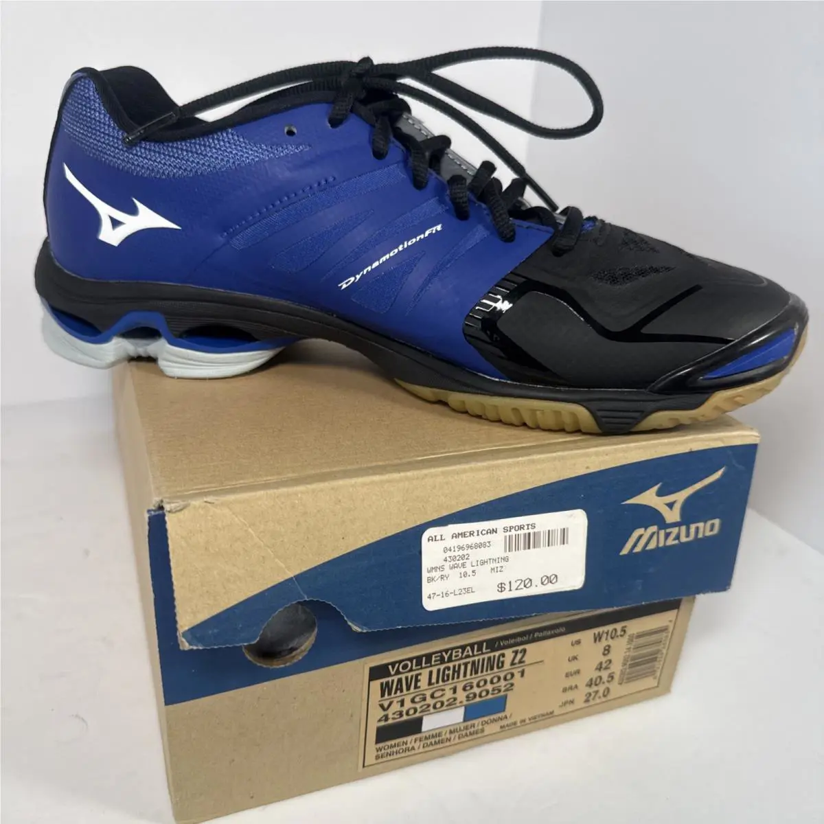Mizuno Shoes Womens 10.5 Wave Lightning Z2 Volleyball Sneakers Blue V1GC160001