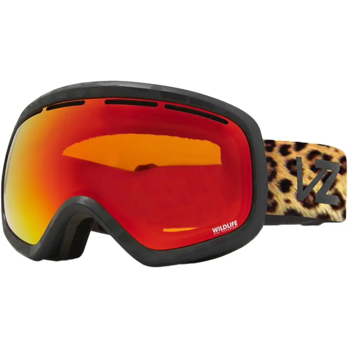 Vonzipper Adult Skylab Snow Black Leopard Satin Fire Chrome Wildlife OS Goggles