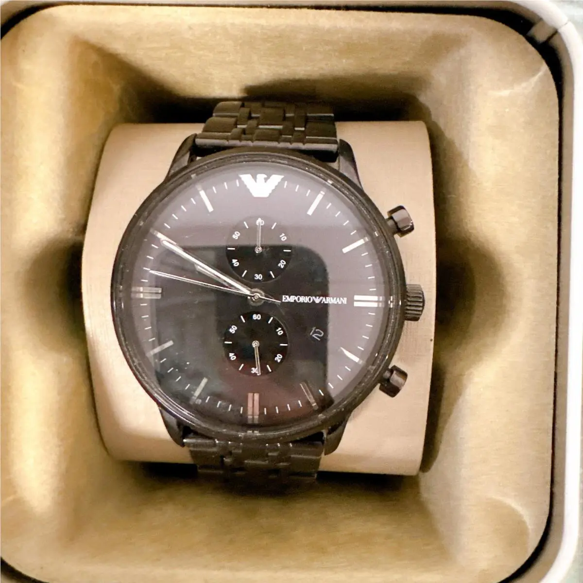 Emporio Armani AR1934 Gianni Chronograph Black Dial Men`s Watch