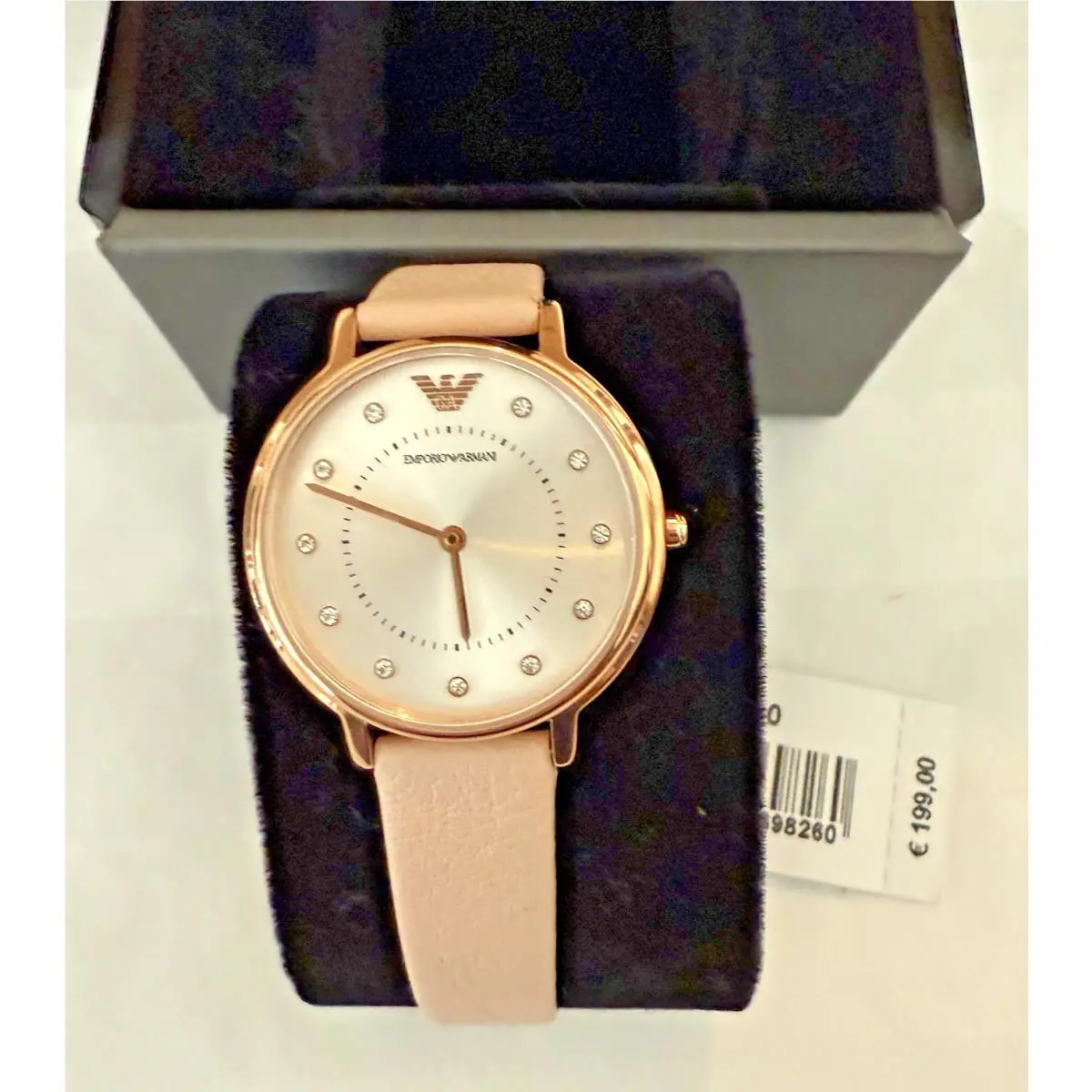 Armani AR2510 Leather Pink/rose Gold/silver Womens Ladies Watch-nib