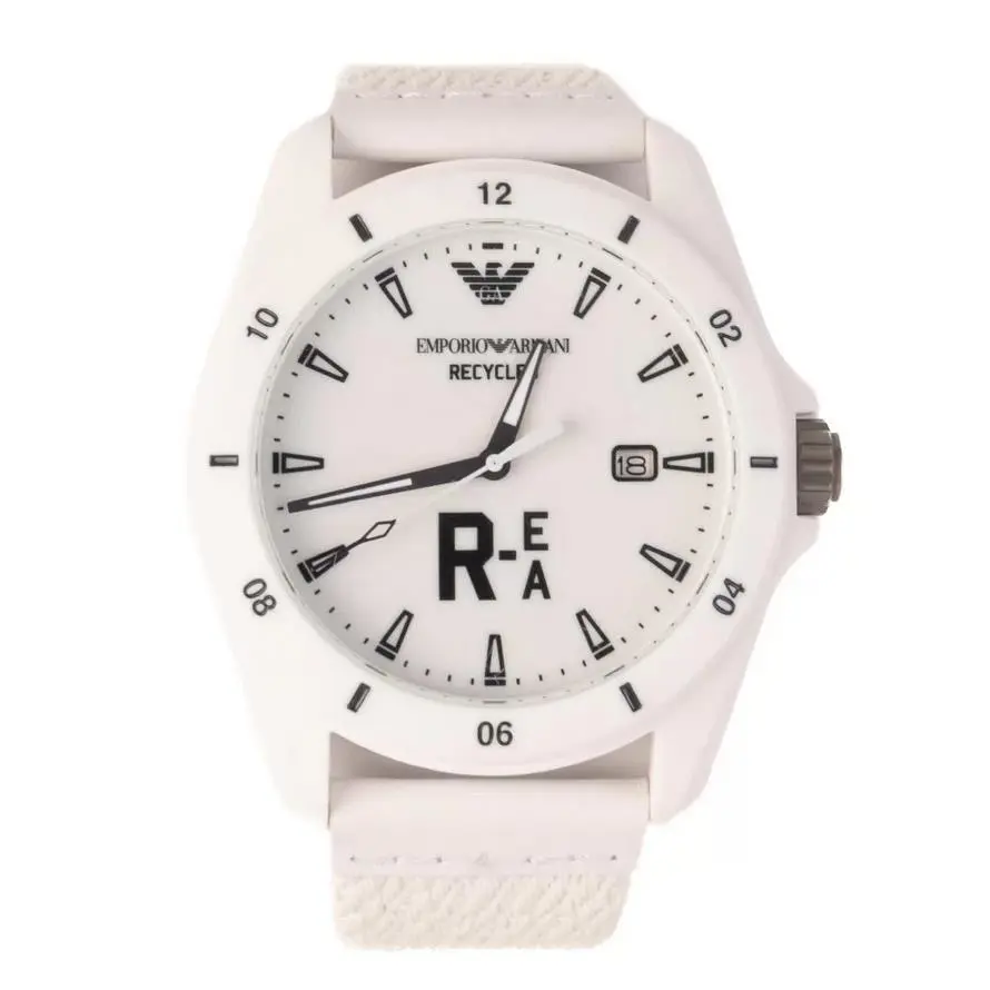 Emporio Armani R-ea Three-hand White Recycled Polyester Denim Watch AR11394