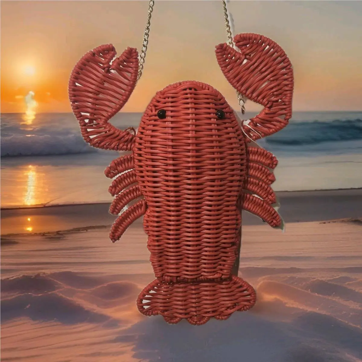 Tommy Bahama Wicker Lobster Purse Straw Handbag Beach Bag Novelty Tropical