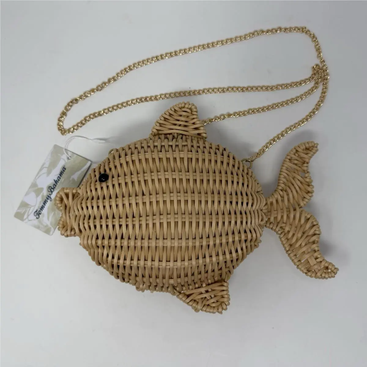 Tommy Bahama Woven Wicker Fish W/puckered Lips Purse Clutch Crossbody Bag