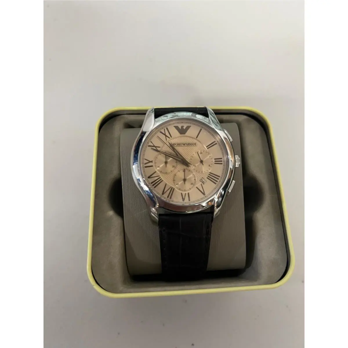 Emporio Armani AR1785 Dress Valente Xlarge Brown Leather Men`s Watch