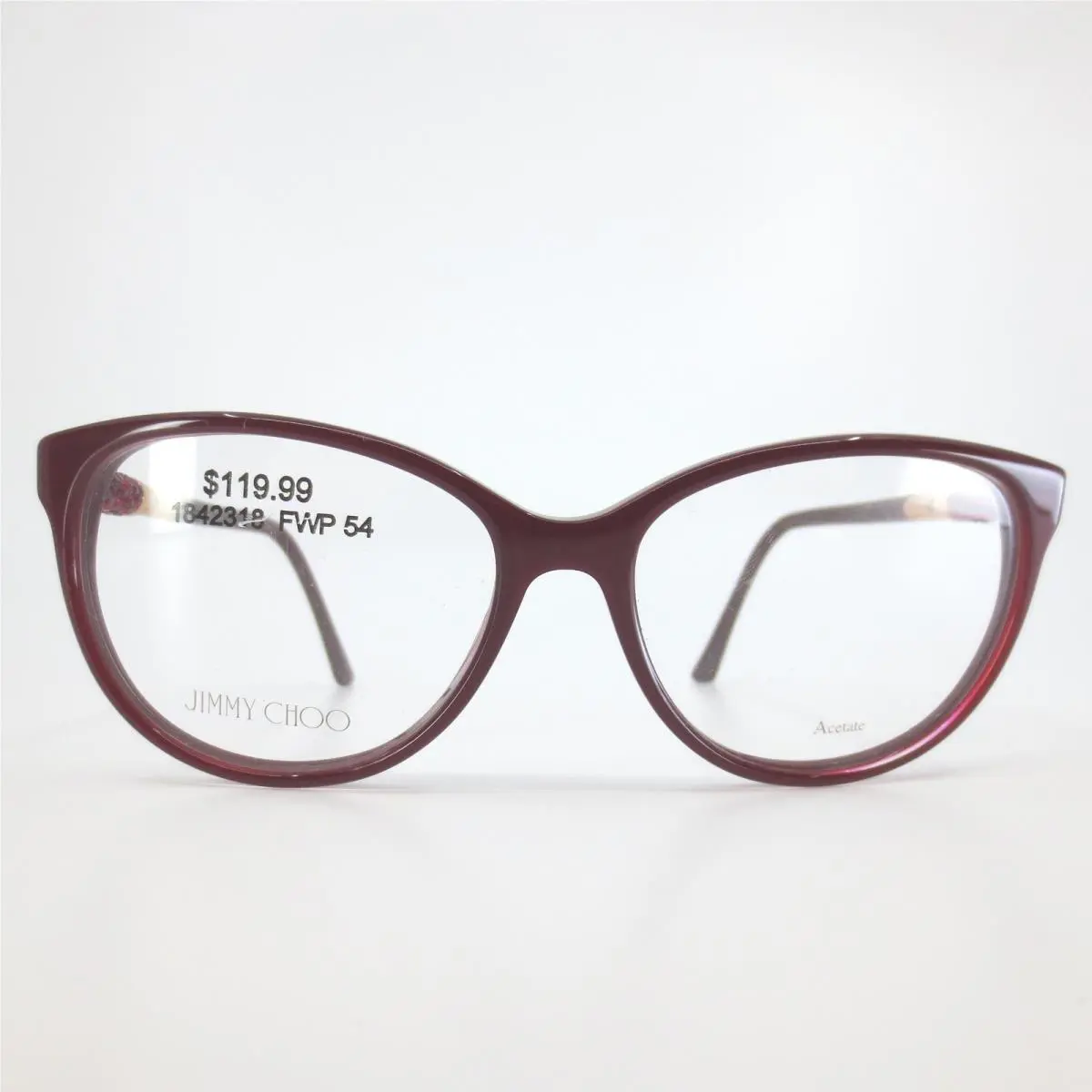 Jimmy Choo JC 231 Burgundy Gold Crystal Cat Eye Eyeglass Frames 54-16 Italy