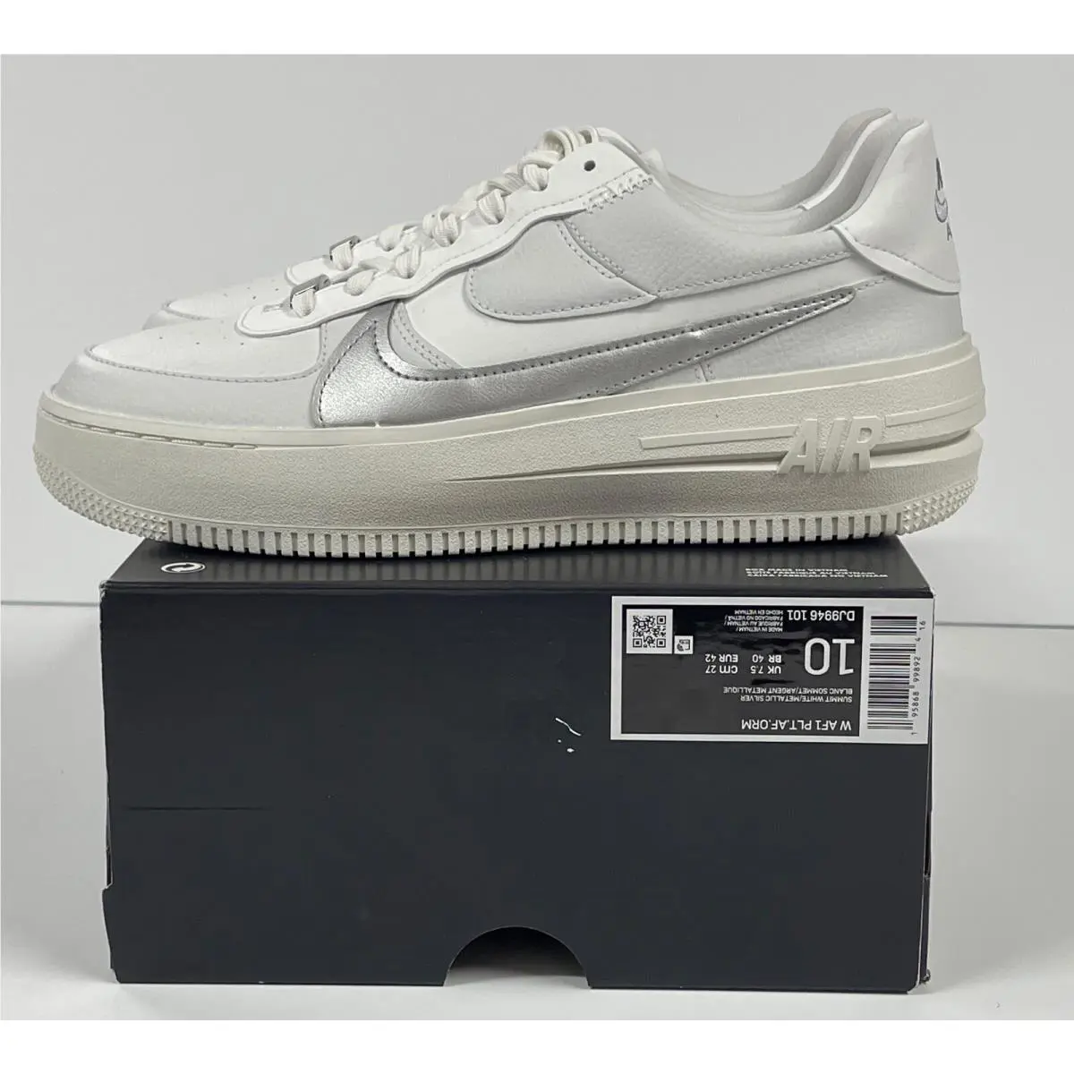 Nike Women`s Air Force 1 Plt .af. Orm Summit White Silver DJ9946-101 Size 10