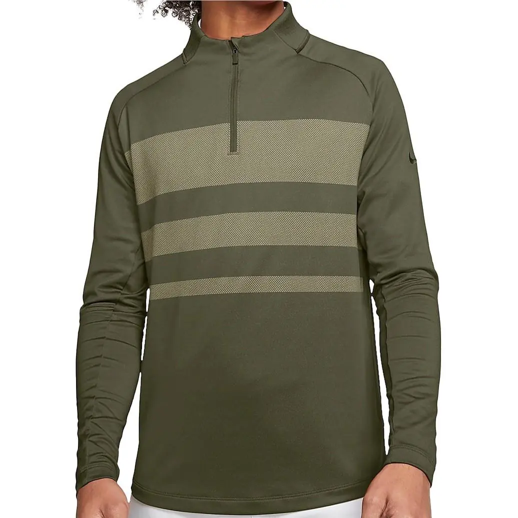 Nike Mens Half Zip Sweatshirt 2XL Olive Polyester Spandex Color Block Performanc - Olive Green