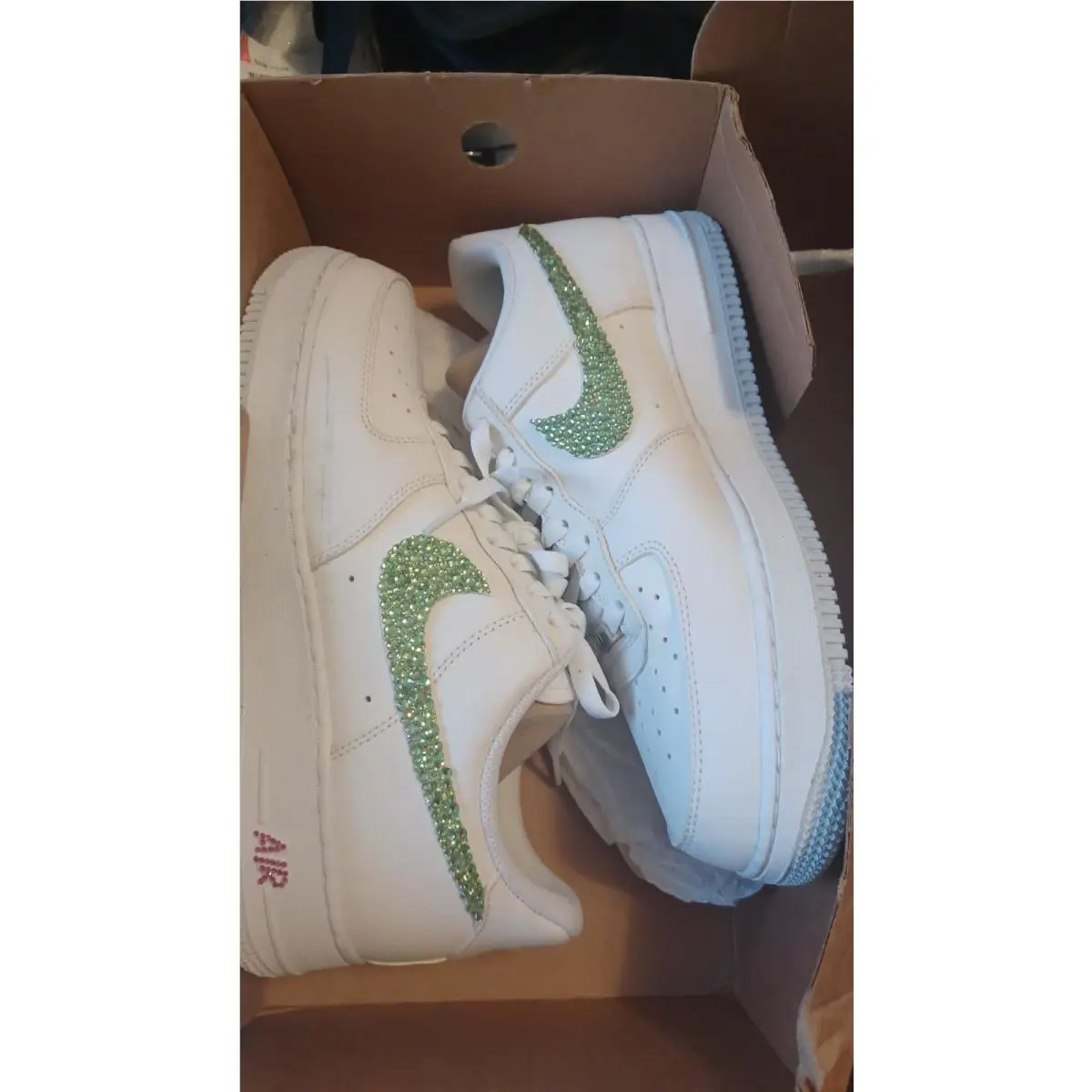 Size UK9 - Nike Air Force 1 `07 Green Glitter Women