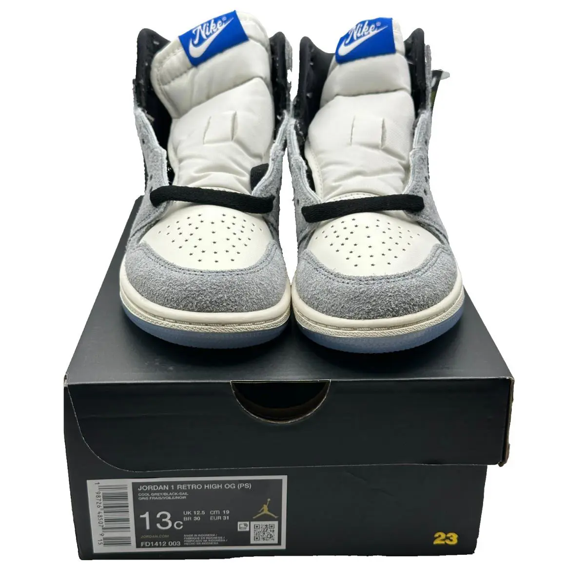 Nike Jordan 1 Retro High OG PS Cool Grey / Black Sail 13c Style FD1412 003