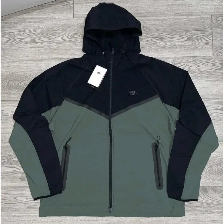 Nike Tech Windrunner Woven Full-zip Jacketlarge Black Green HM7151 338 Men`s