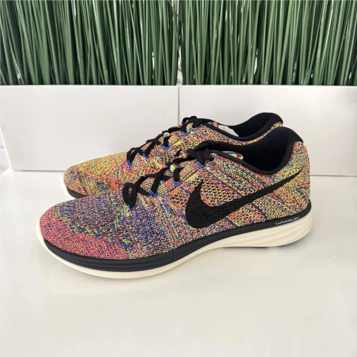 Nike Flyknit Lunar 3 Nby Mens Running Shoes Multicolor 698181 408 Size 9.5
