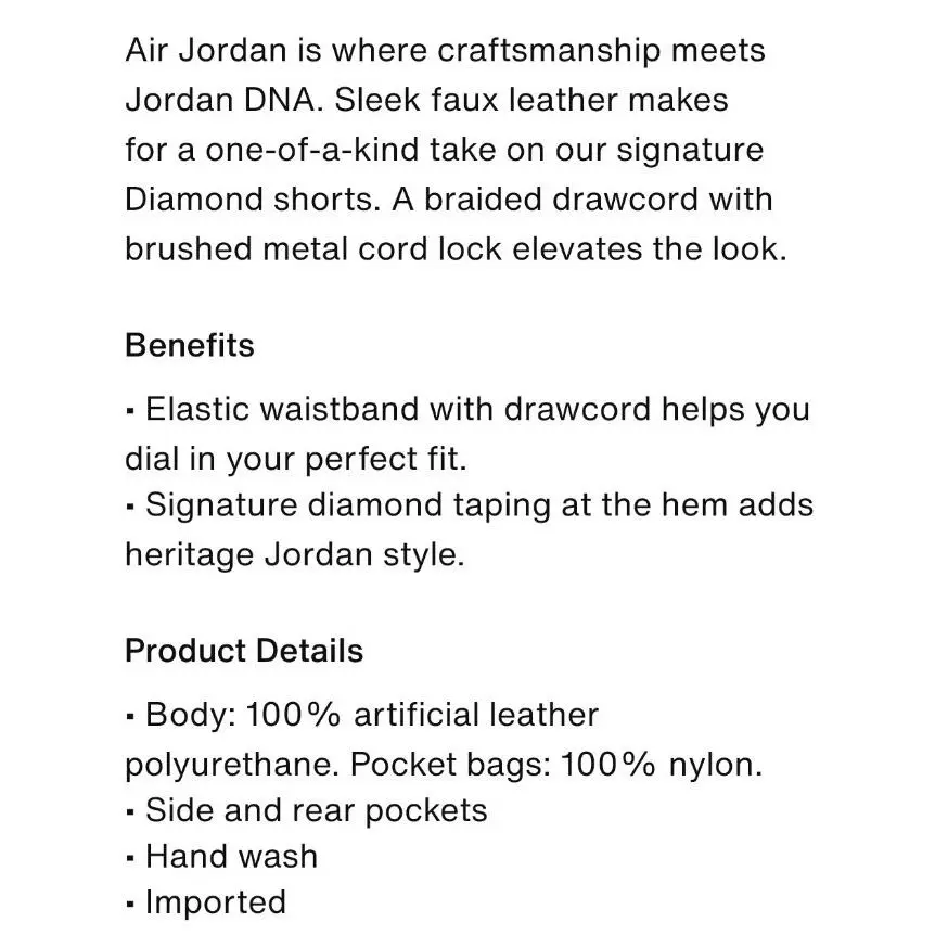 Nike clothing - Air Jordan Faux Leather Diamond Shorts - HV0077-659 - Wings Jordan Red (UPC: 198485197060) 13