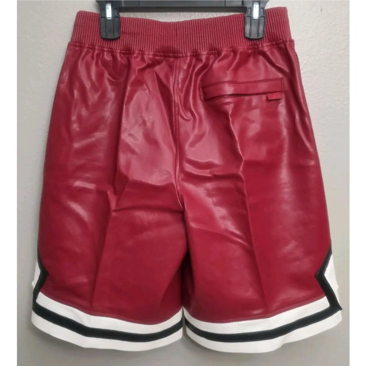 Nike clothing - Air Jordan Faux Leather Diamond Shorts - HV0077-659 - Wings Jordan Red (UPC: 198485197060) 6