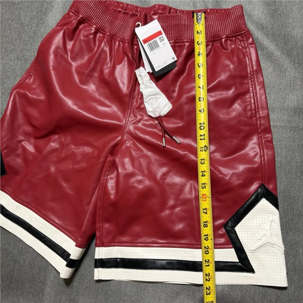 Nike clothing - Air Jordan Faux Leather Diamond Shorts - HV0077-659 - Wings Jordan Red (UPC: 198485234000) 6