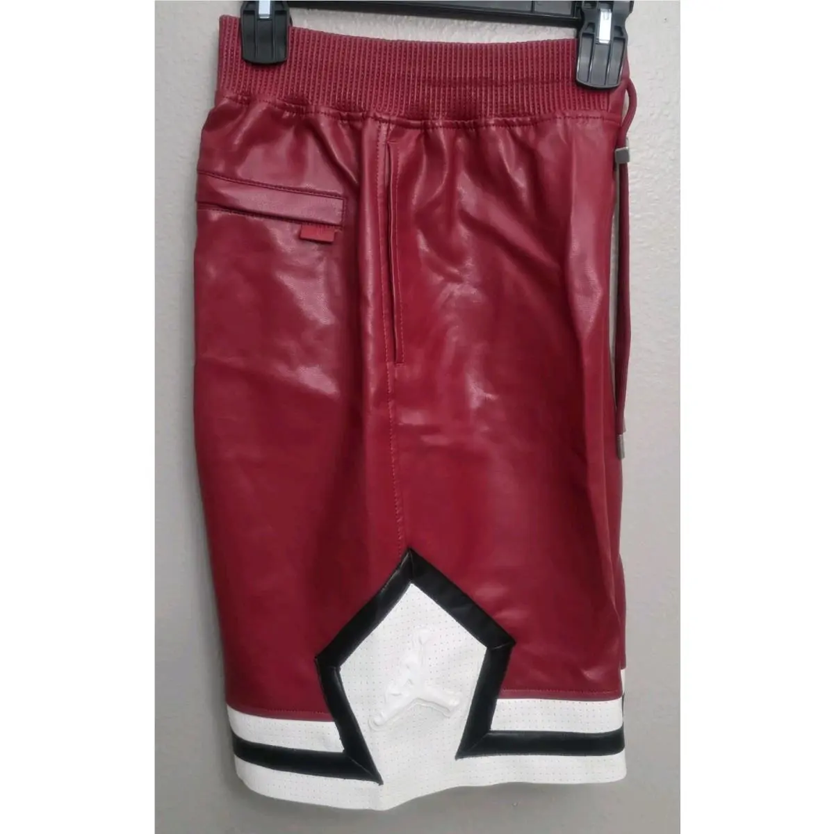 Nike clothing - Air Jordan Faux Leather Diamond Shorts - HV0077-659 - Wings Jordan Red (UPC: 198485197060) 3