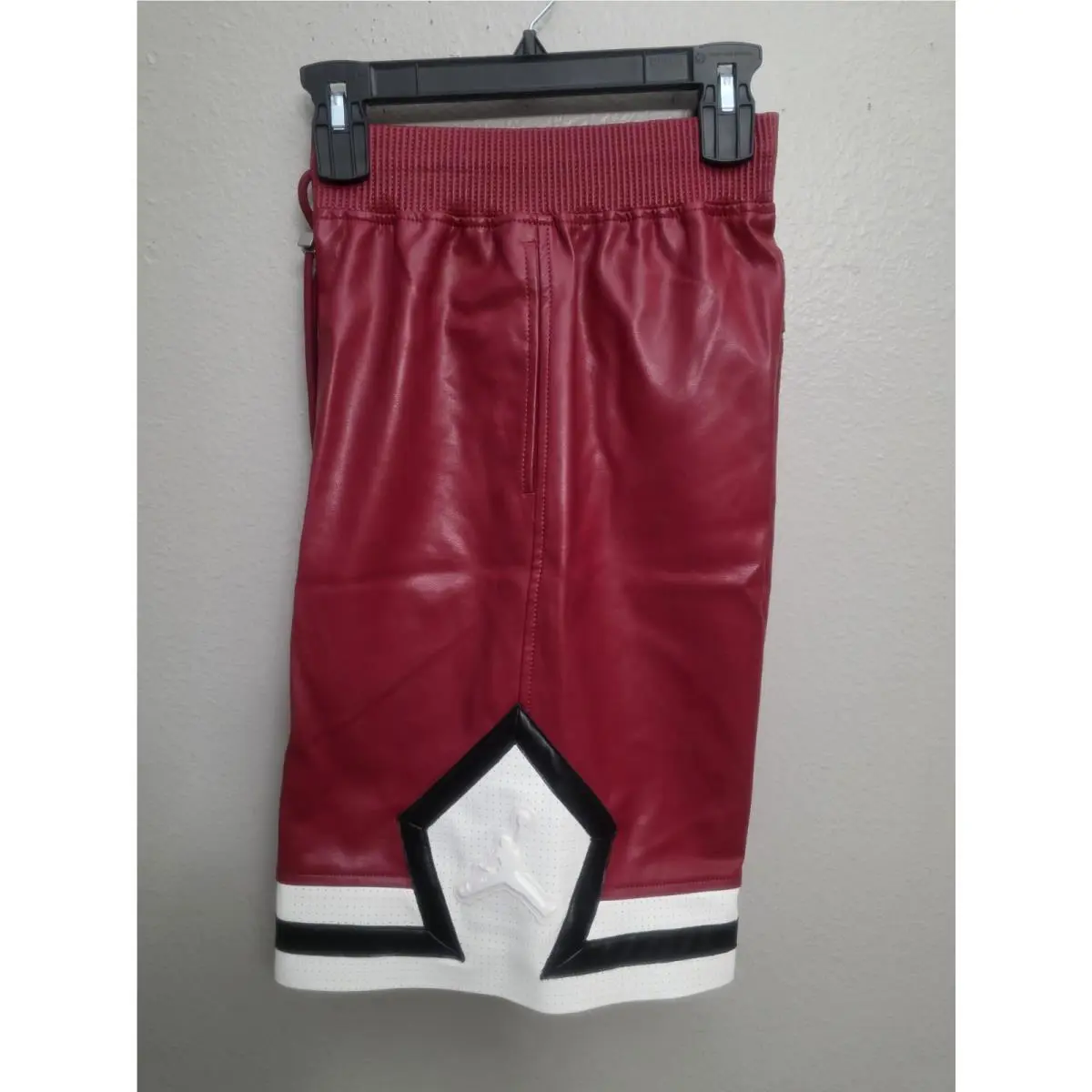 Nike clothing - Air Jordan Faux Leather Diamond Shorts - HV0077-659 - Wings Jordan Red (UPC: 198485197060) 5